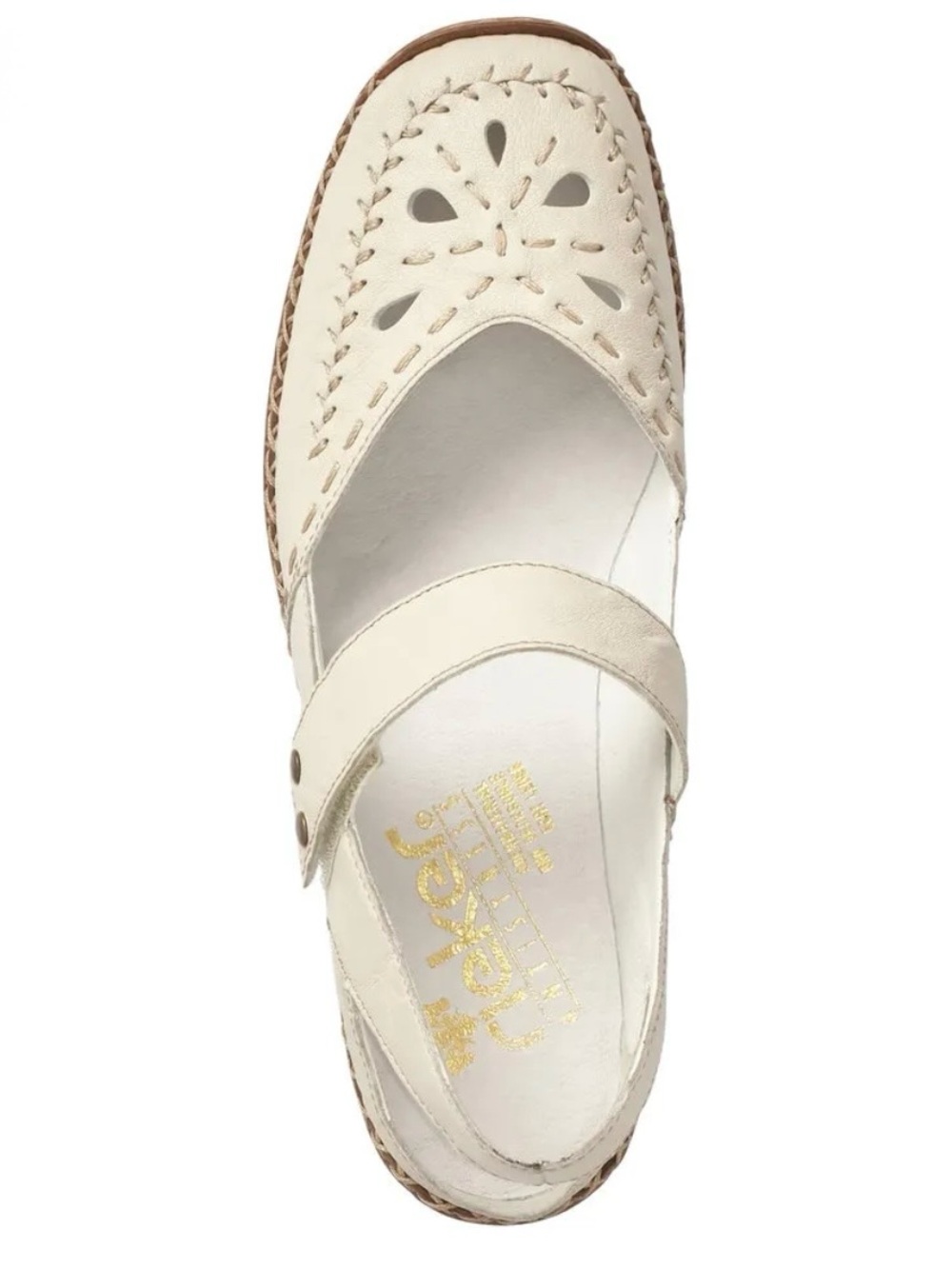 Rieker Cream Mary Jane Slingback Leather Shoes 37 - Picture 6 of 16